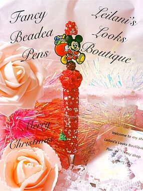 Fancy beaded Pen/gifts/mickey mouse/Christmas time/red flowers/toys
